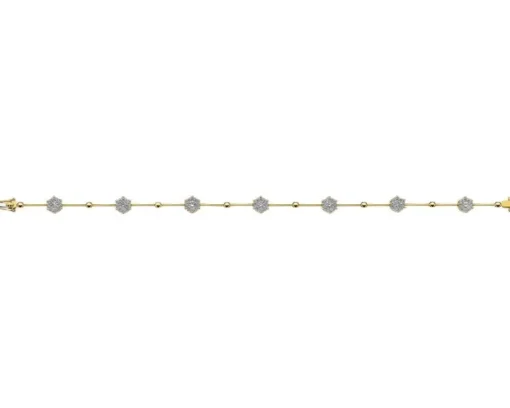 Bransoletka z żółtego i białego złota z brylantami - 18 cm - 0,90 ct - próba 585