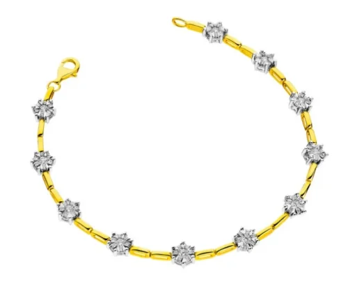 Bransoletka  z żółtego i białego złota z brylantami - 18 cm - 1,15 ct - próba 585
