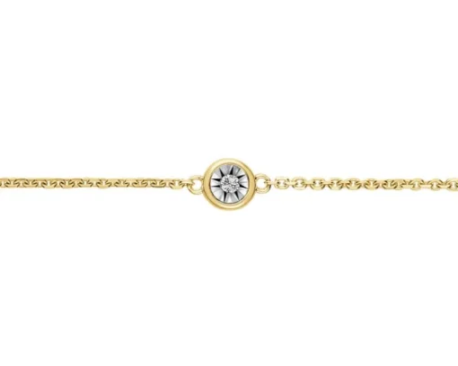 Bransoletka z żółtego i białego złota z diamentem - 0,007 ct - próba 585