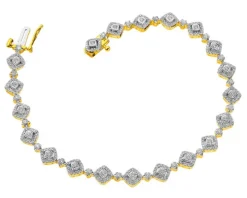 Bransoletka z żółtego i białego złota z diamentami - 18 cm - 1,00 ct - próba 585
