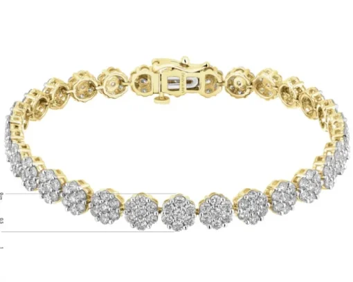 Bransoletka z żółtego złota z brylantami laboratoryjnymi - 18 cm - 5,67 ct - próba 585