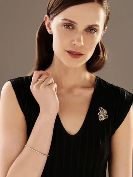 Bransoletka z żółtego złota z brylantami - 18 cm - 2,10 ct - próba 585