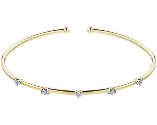 Bransoletka z żółtego złota z brylantami - 0,09 ct - próba 375