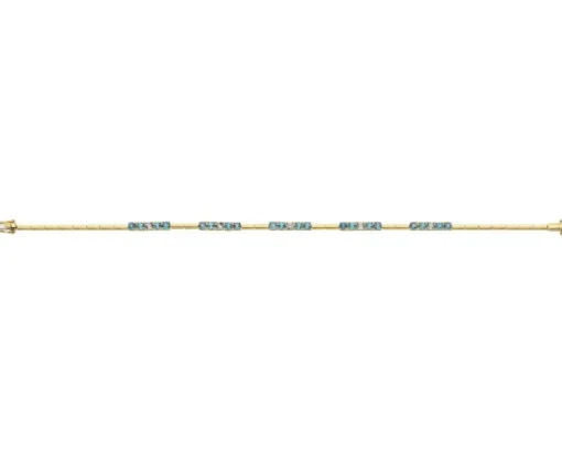Bransoletka z żółtego złota z brylantem i topazami - 18 cm - próba 375