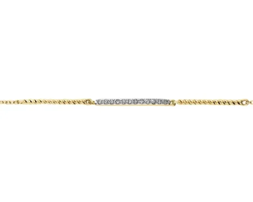 Bransoletka z żółtego złota z diamentami - 0,06 ct - próba 585