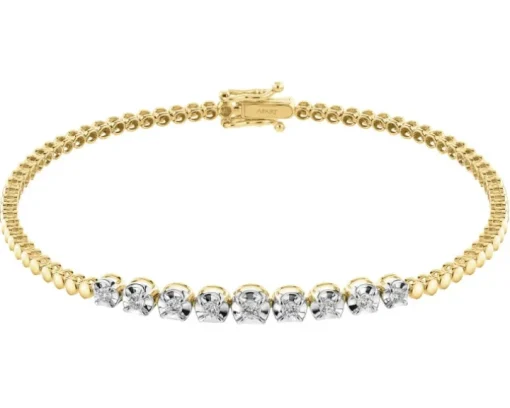 Bransoletka z żółtego złota z brylantami - 18 cm - 0,29 ct - próba 585
