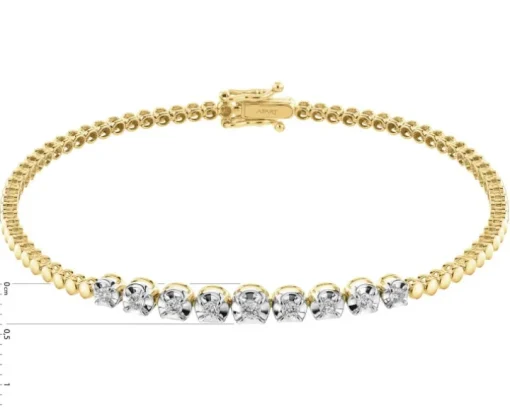 Bransoletka z żółtego złota z brylantami - 18 cm - 0,29 ct - próba 585