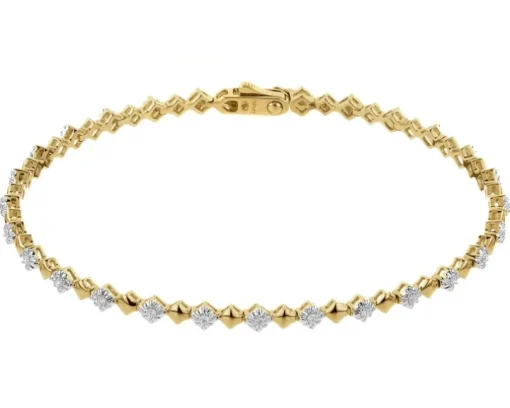 Bransoletka z żółtego złota z brylantami - 0,25 ct - próba 585