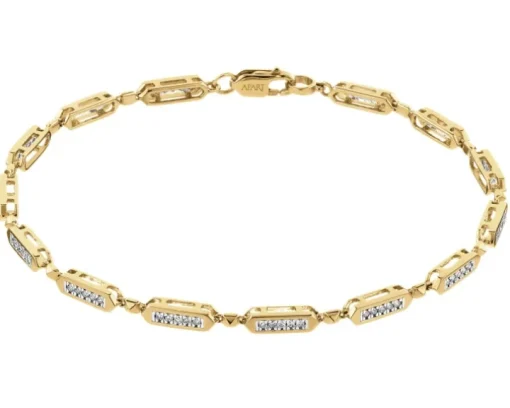 Bransoletka z żółtego złota z diamentami - 18 cm - 0,28 ct - próba 585