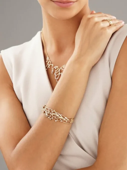 Bransoletka z żółtego złota z brylantami - 0,72 ct - próba 585