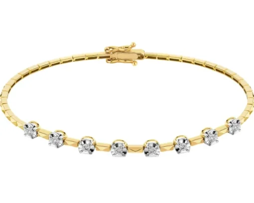 Bransoletka z żółtego złota z brylantami - 19 cm - 0,24 ct - próba 585