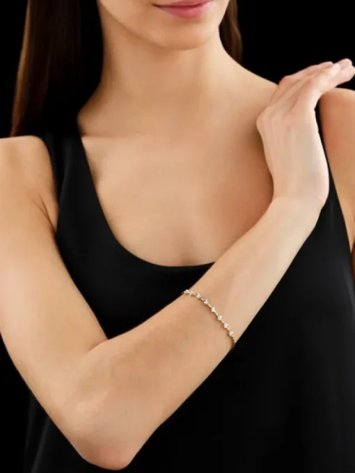 Bransoletka z żółtego złota z brylantami - 19 cm - 0,24 ct - próba 585