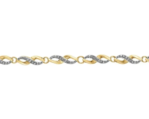 Bransoletka z żółtego złota z diamentami - 19 cm - 0,18 ct - próba 375