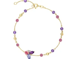Bransoletka z żółtego złota z brylantami - 18 cm - 0,50 ct - próba 585