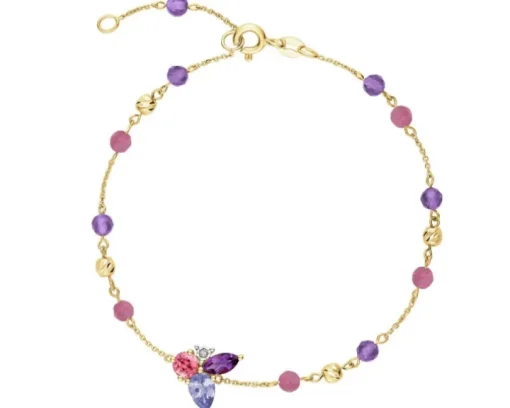 Bransoletka z żółtego złota z brylantami - 18 cm - 0,50 ct - próba 585