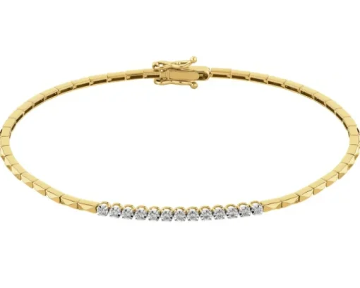 Bransoletka z żółtego złota z brylantami - 19 cm - 0,08 ct - próba 585