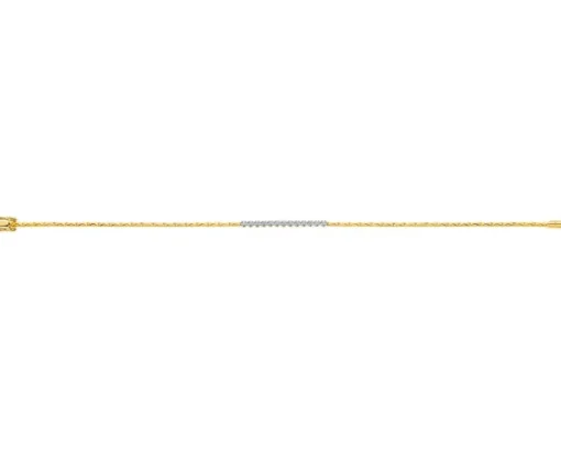 Bransoletka z żółtego złota z brylantami - 19 cm - 0,08 ct - próba 585