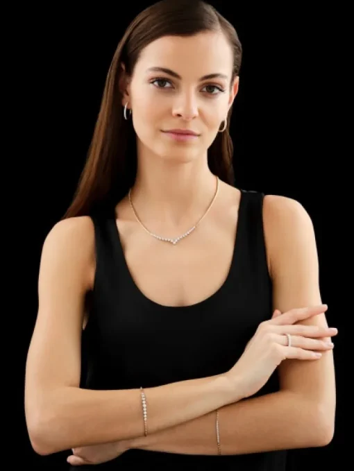 Bransoletka z żółtego złota z brylantami - 19 cm - 0,08 ct - próba 585
