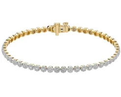 Bransoletka z  żółtego złota z diamentami - 18 cm - 0,25 ct - próba 585