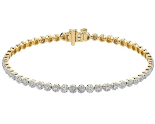 Bransoletka z  żółtego złota z diamentami - 18 cm - 0,25 ct - próba 585