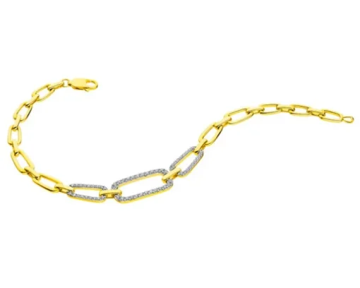 Bransoletka z żółtego złota z brylantami - 18 cm - 0,65 ct - próba 585