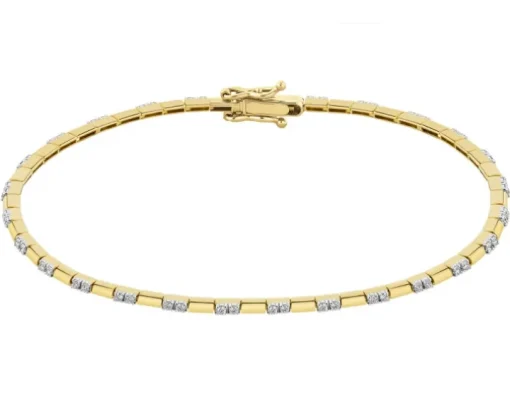 Bransoletka z żółtego złota z brylantami - 19 cm - 0,35 ct - próba 585