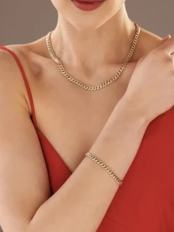 Bransoletka z żółtego złota z brylantami - 18 cm - 0,25 ct - próba 585