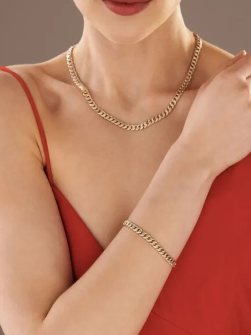 Bransoletka z żółtego złota z brylantami - 18 cm - 0,25 ct - próba 585
