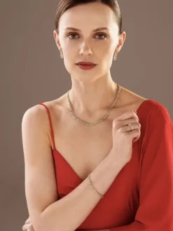 Bransoletka z żółtego złota z brylantami - 18 cm - 0,25 ct - próba 585