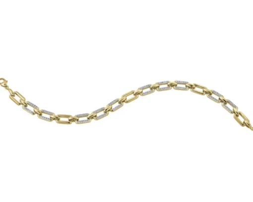 Bransoletka z żółtego złota z diamentami - 18 cm - 0,50 ct - próba 585