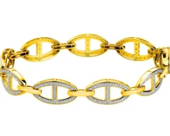 Bransoletka z żółtego złota z brylantami - 19 cm - 0,64 ct - próba 585