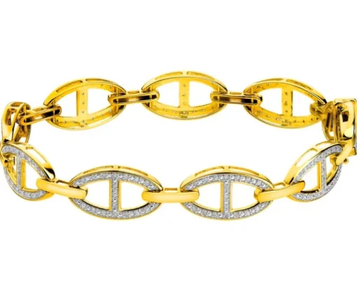 Bransoletka z żółtego złota z brylantami - 19 cm - 0,64 ct - próba 585