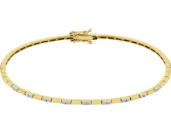 Bransoletka z żółtego złota z diamentami - 18 cm - 0,17 ct - próba 375