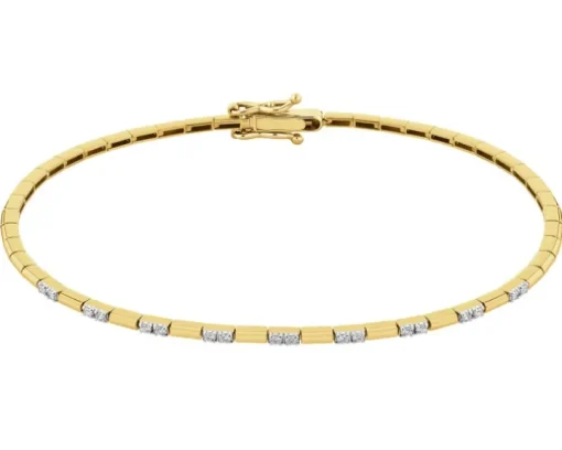 Bransoletka z żółtego złota z diamentami - 18 cm - 0,17 ct - próba 375