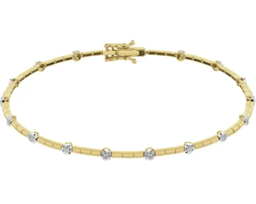 Bransoletka z żółtego złota z brylantami - 19 cm - 0,15 ct - próba 585