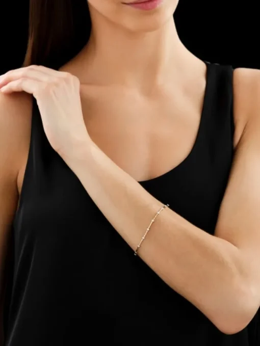 Bransoletka z żółtego złota z brylantami - 19 cm - 0,15 ct - próba 585