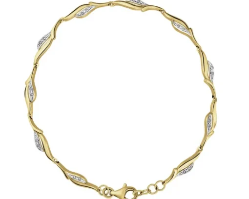 Bransoletka z żółtego złota z diamentami - 19 cm - 0,05 ct - próba 375