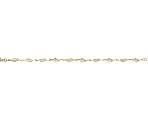 Bransoletka z żółtego złota z diamentami - 19 cm - 0,05 ct - próba 375