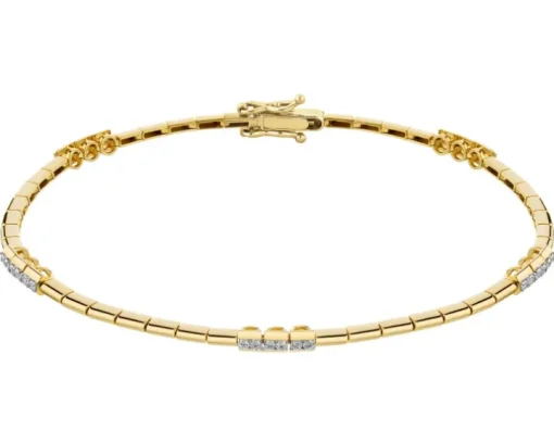 Bransoletka z żółtego złota z brylantami - 18 cm - 0,29 ct - próba 585