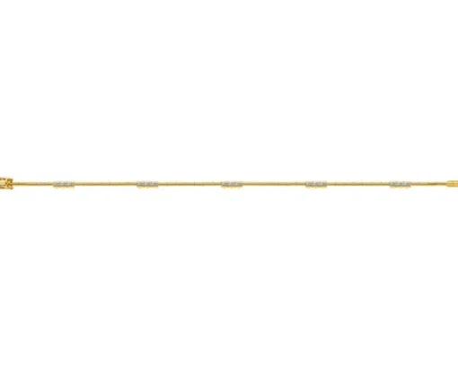Bransoletka z żółtego złota z brylantami - 18 cm - 0,29 ct - próba 585