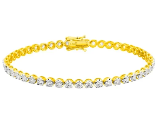 Bransoletka z żółtego złota z brylantami laboratoryjnymi - 19 cm - 3,00 ct - próba 750