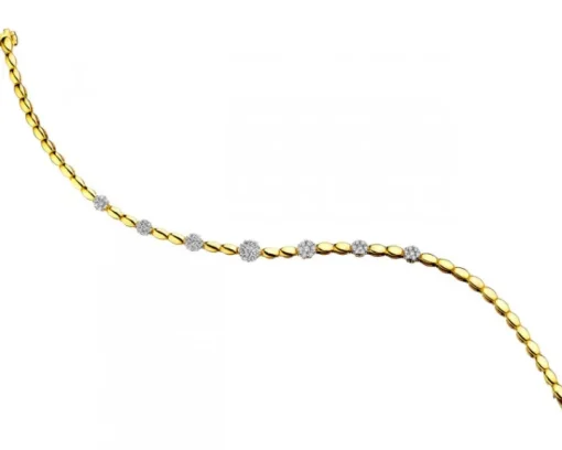 Bransoletka z żółtego złota z brylantami - 18 cm - 0,63 ct - próba 585