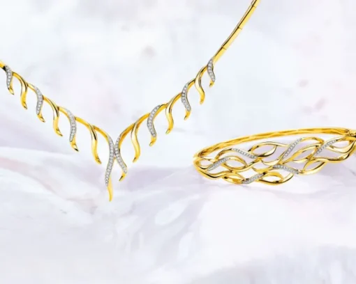 Bransoletka z żółtego złota z brylantami - 0,21 ct - próba 585