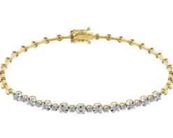 Bransoletka z żółtego złota z brylantami - 19 cm - 0,23 ct - próba 585