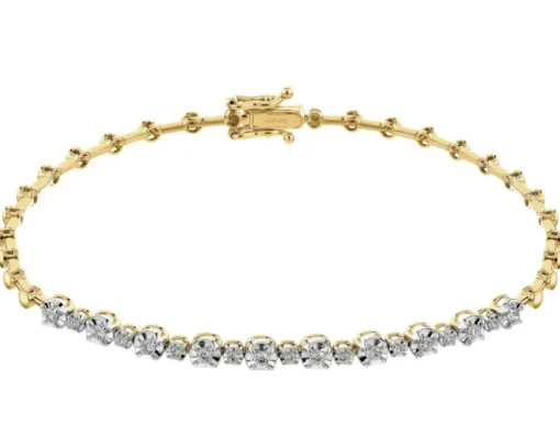 Bransoletka z żółtego złota z brylantami - 19 cm - 0,23 ct - próba 585
