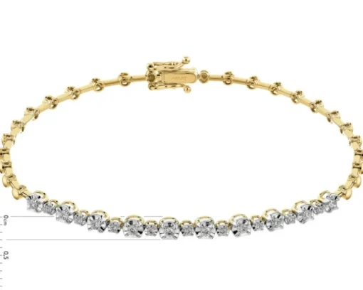 Bransoletka z żółtego złota z brylantami - 19 cm - 0,23 ct - próba 585