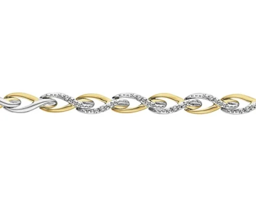 Bransoletka z żółtego złota z diamentami - 18 cm - 0,02 ct - próba 375