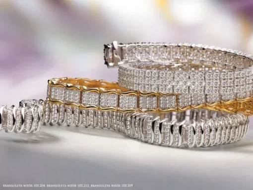 Bransoletka z żółtego złota z diamentami - 19 cm - 0,78 ct - próba 585