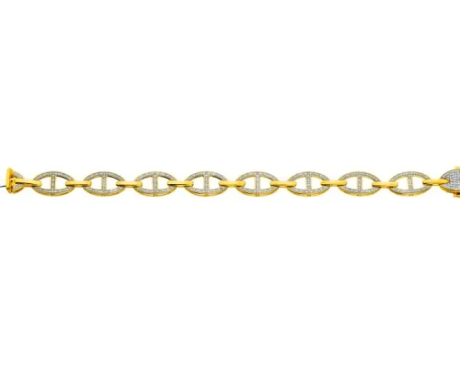 Bransoletka z żółtego złota z diamentami - 18 cm - 0,45 ct - próba 585