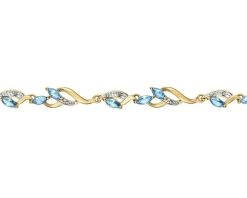 Bransoletka z żółtego złota z diamentami i topazami - 18 cm - próba 375